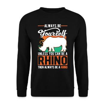 Nashorn Rhino Rhinozeros - Unisex Pullover - Schwarz - Vorne - Alina (178cm) & Michal (187cm)