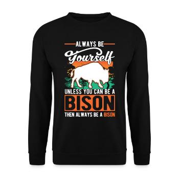 Soyez toujours vous-même Bison Buffalo Büffel - Sweat-shirt Unisexe - noir - Devant - Alina (178cm) & Michal (187cm)