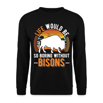 Buffalo Gift Bison Water Buffalo Buffalo - Unisex Sweatshirt - black - Front - Alina (178cm) & Michal (187cm)