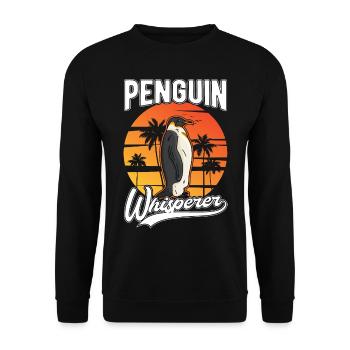 Pinguin Flüsterer Penguin - Unisex Pullover - Schwarz - Vorne - Alina (178cm) & Michal (187cm)