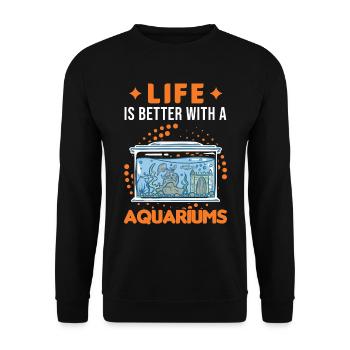La vie est meilleure avec un Aquariums Aquascaping - Sweat-shirt Unisexe - noir - Devant - Alina (178cm) & Michal (187cm)