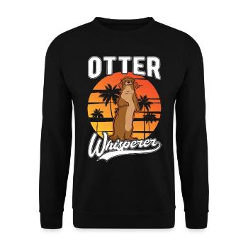 Otter Flüsterer Otter Whisperer Seeotter - Unisex Pullover - Schwarz - Vorne - Alina (178cm) & Michal (187cm)
