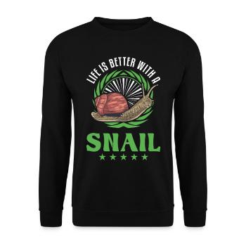 Life is better with a Snail Schnecke - Unisex Sweatshirt - black - Front - Alina (178cm) & Michal (187cm)
