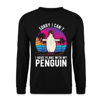Je ne peux pas avoir de plans avec mon Pingouin Pinguin - Sweat-shirt Unisexe - noir - Devant - Alina (178cm) & Michal (187cm)