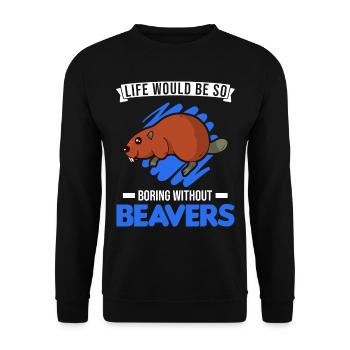 Beaver Gift Beaver Dam - Unisex Sweatshirt - black - Front - Alina (178cm) & Michal (187cm)