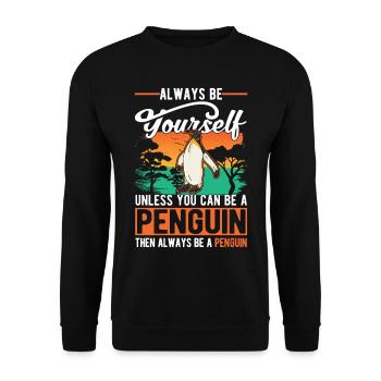 Pingouin Cadeau Pingouin - Sweat-shirt Unisexe - noir - Devant - Alina (178cm) & Michal (187cm)