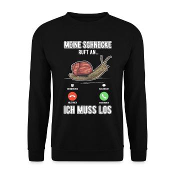 My snail calls I have to go - Unisex Sweatshirt - black - Front - Alina (178cm) & Michal (187cm)
