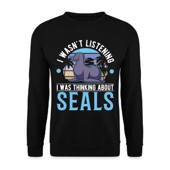 Seal Gift Sea Lion Seal - Unisex Sweatshirt - black - Front - Alina (178cm) & Michal (187cm)