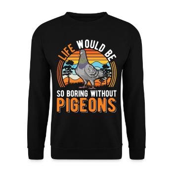 Pigeon Cadeau Pigeon Colombier Plus Chic Pigeon Voyageur - Sweat-shirt Unisexe - noir - Devant - Alina (178cm) & Michal (187cm)