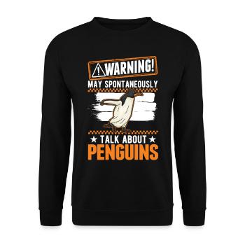 Warnung Pinguin Penguin Kaiserpinguin - Unisex Pullover - Schwarz - Vorne - Alina (178cm) & Michal (187cm)