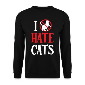 Ich Hasse Katzen Hund Tier Welpe Liebhaber - Unisex Pullover - Schwarz - Vorne - Alina (178cm) & Michal (187cm)