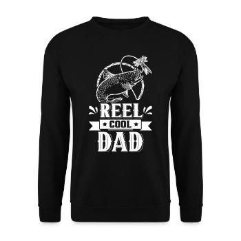Reel Cool Papa Angler Fishing Fishing Fishermen - Unisex Sweatshirt - black - Front - Alina (178cm) & Michal (187cm)