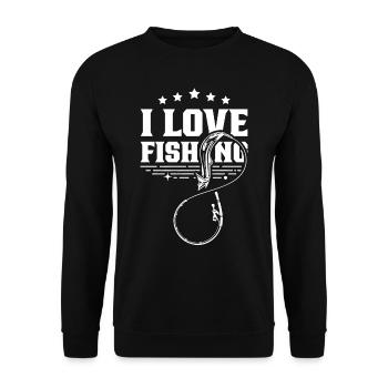 I love fishing Fishing Fishermen Fishing Angler - Unisex Sweatshirt - black - Front - Alina (178cm) & Michal (187cm)