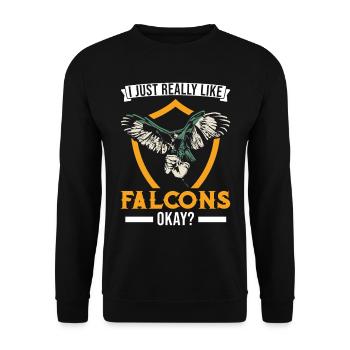 J’aime juste les faucons faucon faucon fauconnier - Sweat-shirt Unisexe - noir - Devant - Alina (178cm) & Michal (187cm)