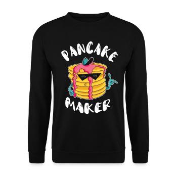 Pancake Pfannenkuchen Süßes Frühstück Essen - Unisex Pullover - Schwarz - Vorne - Alina (178cm) & Michal (187cm)