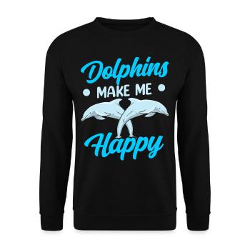Delfine Machen Mich Glücklich Delphin Delfin - Unisex Pullover - Schwarz - Vorne - Alina (178cm) & Michal (187cm)