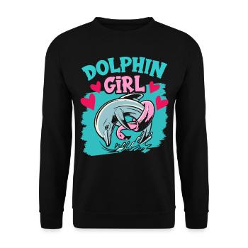 Dolphin Girl Dolphin Lover Dolphins Dolphins - Unisex Sweatshirt - black - Front - Alina (178cm) & Michal (187cm)