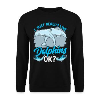 J’aime les dauphins Tout simplement Très dauphins dauphin - Sweat-shirt Unisexe - noir - Devant - Alina (178cm) & Michal (187cm)