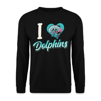 I love dolphins dolphin dolphin dolphin - Unisex Sweatshirt - black - Front - Alina (178cm) & Michal (187cm)