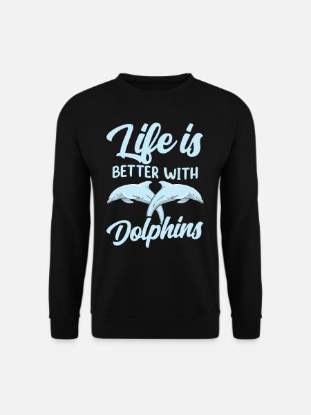 Das Leben Ist Besser Mit Delfinen Delfine Delfin - Unisex Pullover - Schwarz