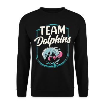 Team Dolphins Dolphin Dolphin Lovers - Unisex Sweatshirt - black - Front - Alina (178cm) & Michal (187cm)