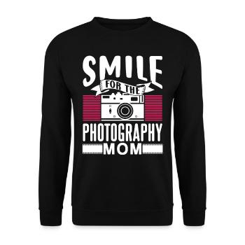 Lächeln Für Die Fotografierende Mutter Kamera Mama - Unisex Pullover - Schwarz - Vorne - Alina (178cm) & Michal (187cm)