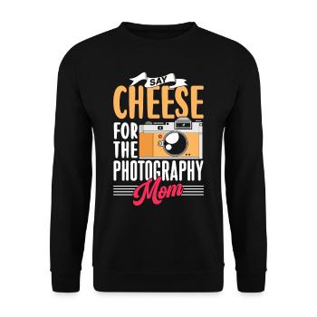 Sag Cheese Pour la Photographie Maman Photographe - Sweat-shirt Unisexe - noir - Devant - Alina (178cm) & Michal (187cm)