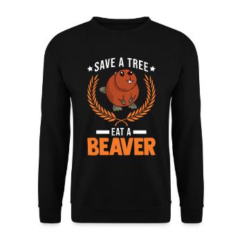 Sauver un arbre manger un castor castor barrage castor - Sweat-shirt Unisexe - noir - Devant - Alina (178cm) & Michal (187cm)
