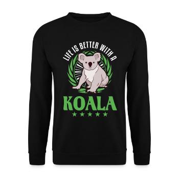 Life is better with a Koala Koala Bear - Unisex Sweatshirt - black - Front - Alina (178cm) & Michal (187cm)