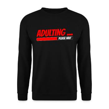 Growing up please wait birthday puberty - Unisex Sweatshirt - black - Front - Alina (178cm) & Michal (187cm)