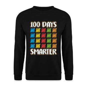 100 Tage Schlauer Lustig Sprüche Süß Team - Unisex Pullover - Schwarz - Vorne - Alina (178cm) & Michal (187cm)