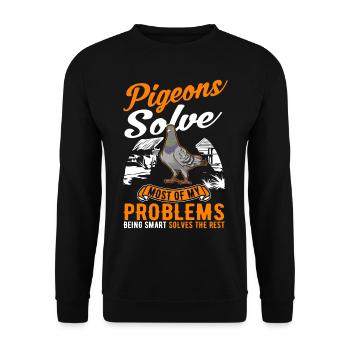 Pigeon Cadeau Pigeon Colombier Plus Chic Pigeon Voyageur - Sweat-shirt Unisexe - noir - Devant - Alina (178cm) & Michal (187cm)