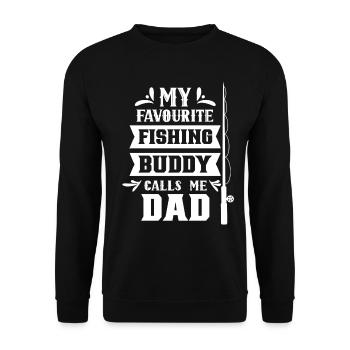 My favorite fishing buddy calls me dad fishing - Unisex Sweatshirt - black - Front - Alina (178cm) & Michal (187cm)