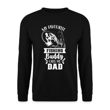 My favorite fishing buddy calls me dad fishing - Unisex Sweatshirt - black - Front - Alina (178cm) & Michal (187cm)