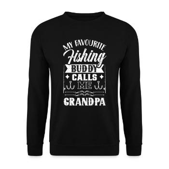 Mein Lieblings Angelkumpel Nennt Mich Opa Fischen - Unisex Pullover - Schwarz - Vorne - Alina (178cm) & Michal (187cm)