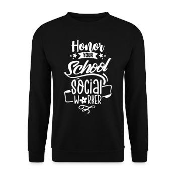Ehre Deinen Schulsozialarbeiter Schulsozialarbeit - Unisex Pullover - Schwarz - Vorne - Alina (178cm) & Michal (187cm)