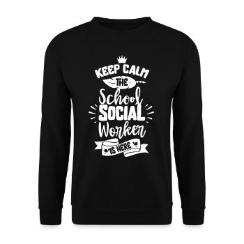 Ruhe Bewahren Der Schulsozialarbeiter Ist Da Beruf - Unisex Pullover - Schwarz - Vorne - Alina (178cm) & Michal (187cm)