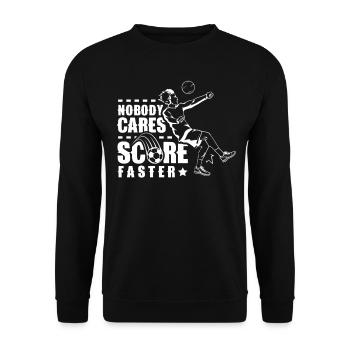 Niemand Kümmert Es Schieß Tore Schneller Fußball - Unisex Pullover - Schwarz - Vorne - Alina (178cm) & Michal (187cm)