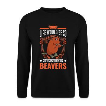 Beaver Gift Beaver Dam - Unisex Sweatshirt - black - Front - Alina (178cm) & Michal (187cm)