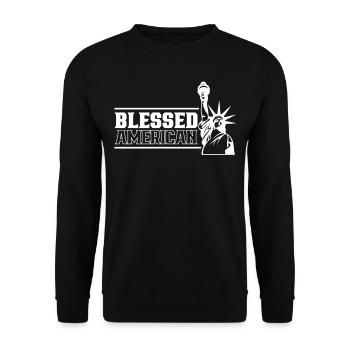 Bienheureuse Amérique américaine États-Unis Amérique patriotique - Sweat-shirt Unisexe - noir - Devant - Alina (178cm) & Michal (187cm)