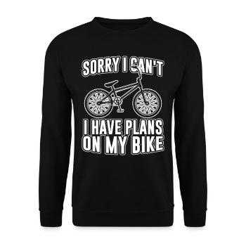 Je ne peux pas J’ai des plans sur mon vélo - Sweat-shirt Unisexe - noir - Devant - Alina (178cm) & Michal (187cm)
