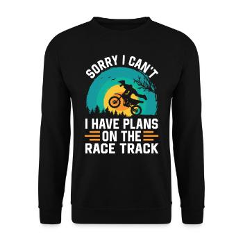 Impossible d’avoir des plans pour la piste de course de moto - Sweat-shirt Unisexe - noir - Devant - Alina (178cm) & Michal (187cm)