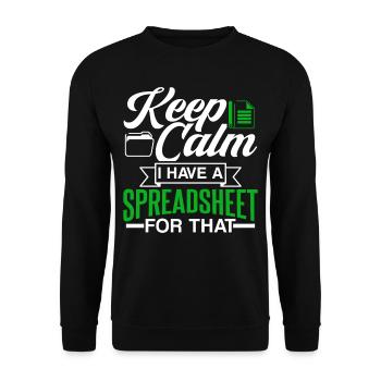 I have a spreadsheet for accountant table - Unisex Sweatshirt - black - Front - Alina (178cm) & Michal (187cm)