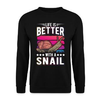Life is better with a Snail Schnecke - Unisex Sweatshirt - black - Front - Alina (178cm) & Michal (187cm)
