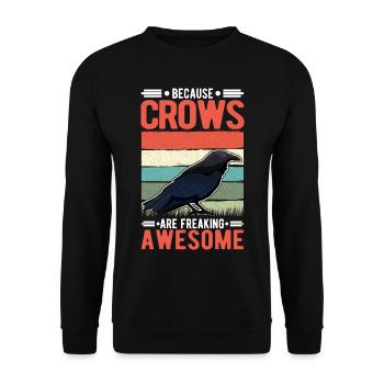Because Crows are freaking awesome Krähe - Unisex Pullover - Schwarz - Vorne - Alina (178cm) & Michal (187cm)