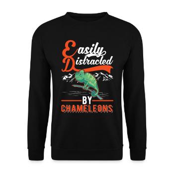 Facilement distrait par chameleons Chameleon - Sweat-shirt Unisexe - noir - Devant - Alina (178cm) & Michal (187cm)