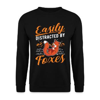 Easily distracted by Foxes Fuchs - Unisex Pullover - Schwarz - Vorne - Alina (178cm) & Michal (187cm)