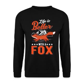 La vie est meilleure avec un Fox Rotfuchs Fuchs - Sweat-shirt Unisexe - noir - Devant - Alina (178cm) & Michal (187cm)
