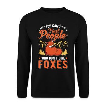 Fuchs Geschenk Rotfuchs - Unisex Pullover - Schwarz - Vorne - Alina (178cm) & Michal (187cm)