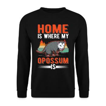 Home is where my Opossum is Possum Beutelratte - Unisex Pullover - Schwarz - Vorne - Alina (178cm) & Michal (187cm)